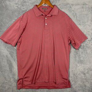 Peter Millar Summer Comfort XL Mens Cape Red Halifax Stripe Stretch Jersey Polo